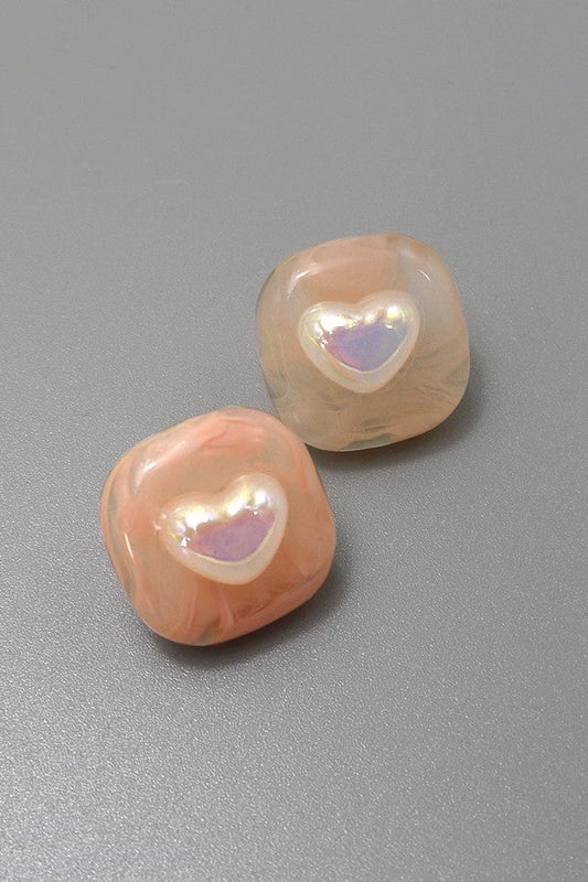 Heart In Square Stud Earrings