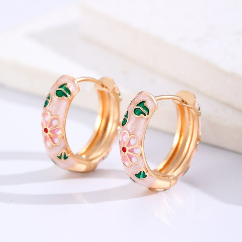 Vintage Cloisonne Hoops
