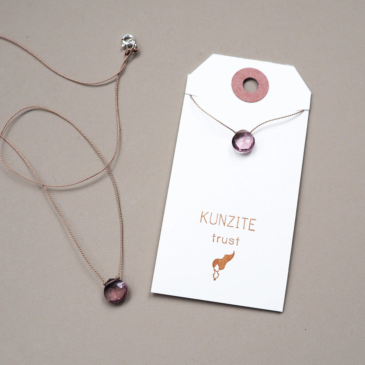 Teardrop Gemstone Necklace On Silk Cord