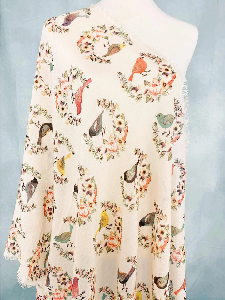 Lightweight Bird Print Scarf