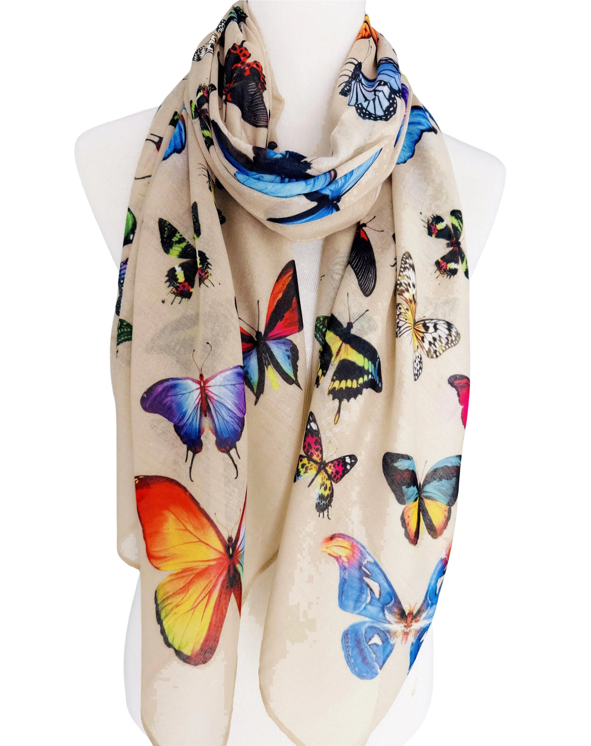 Lightweight Butterfly Print Scarf