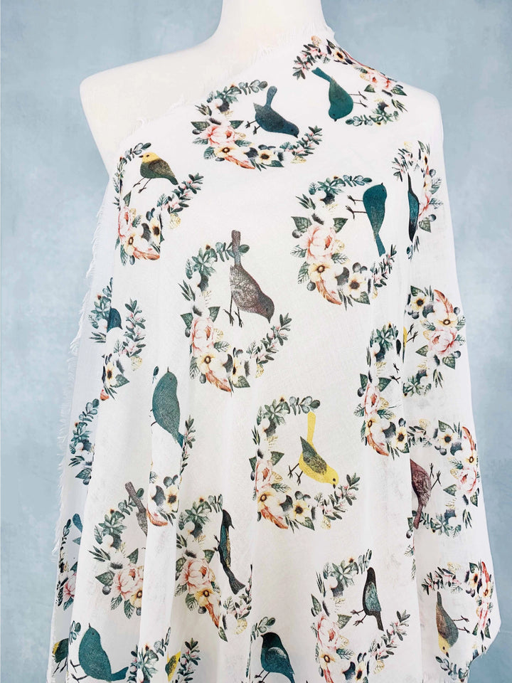 Lightweight Bird Print Scarf