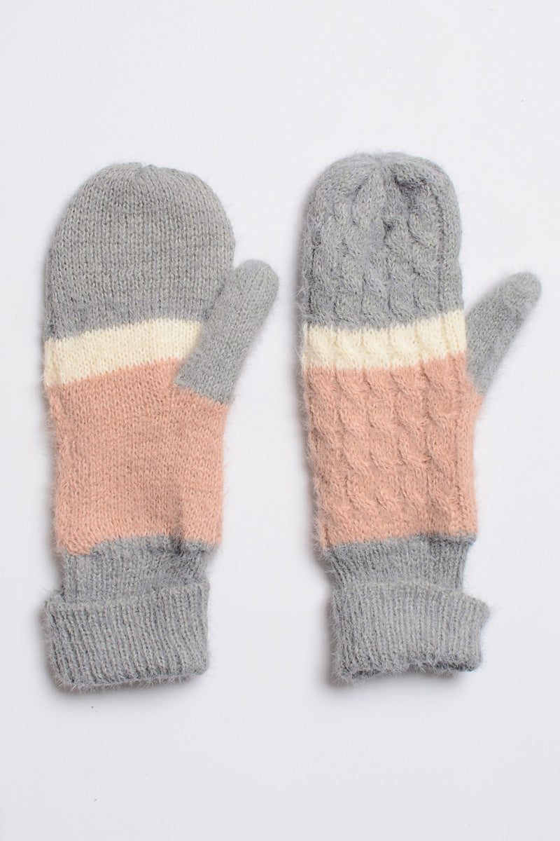 Wide Stripe Soft Mittens