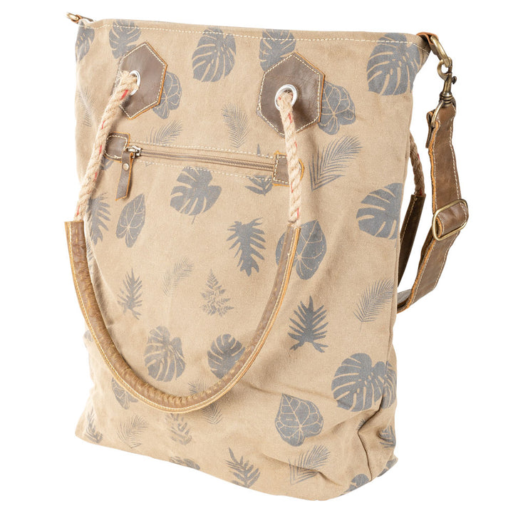 'Feathers + Leaves' Repurposed Canvas Tote Bag
