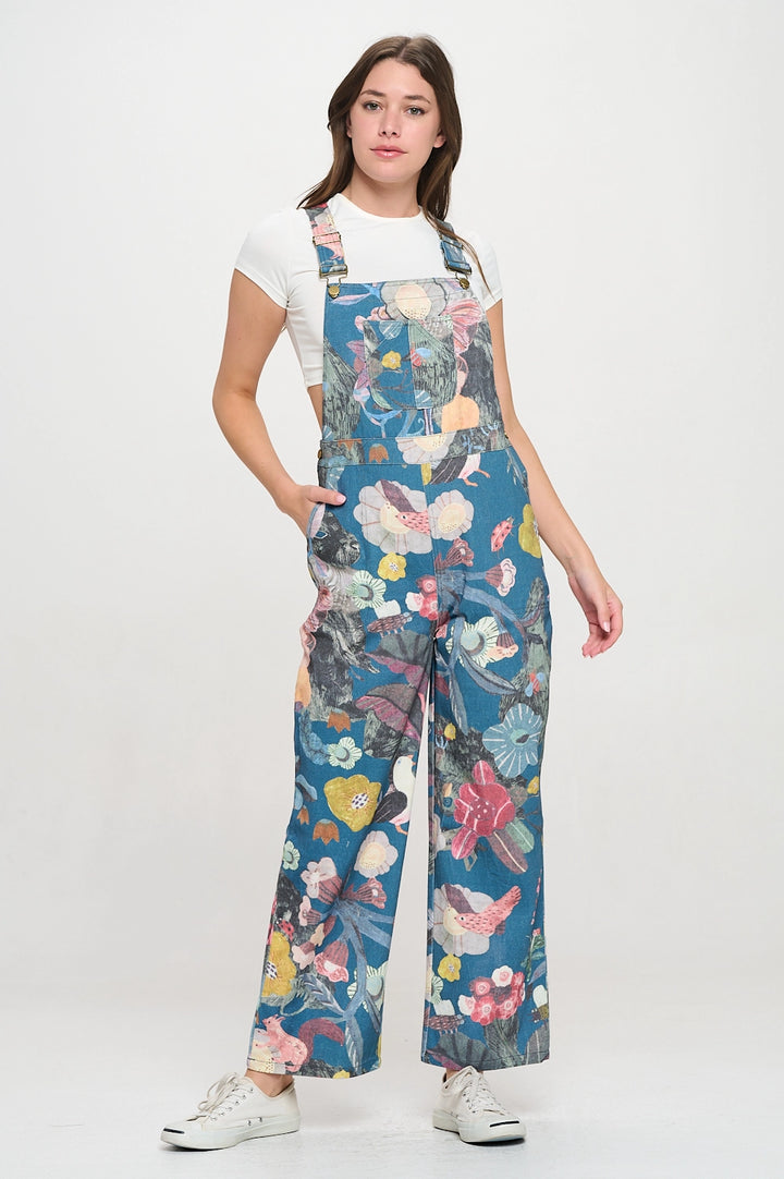 Blue + Botanical Print Overall