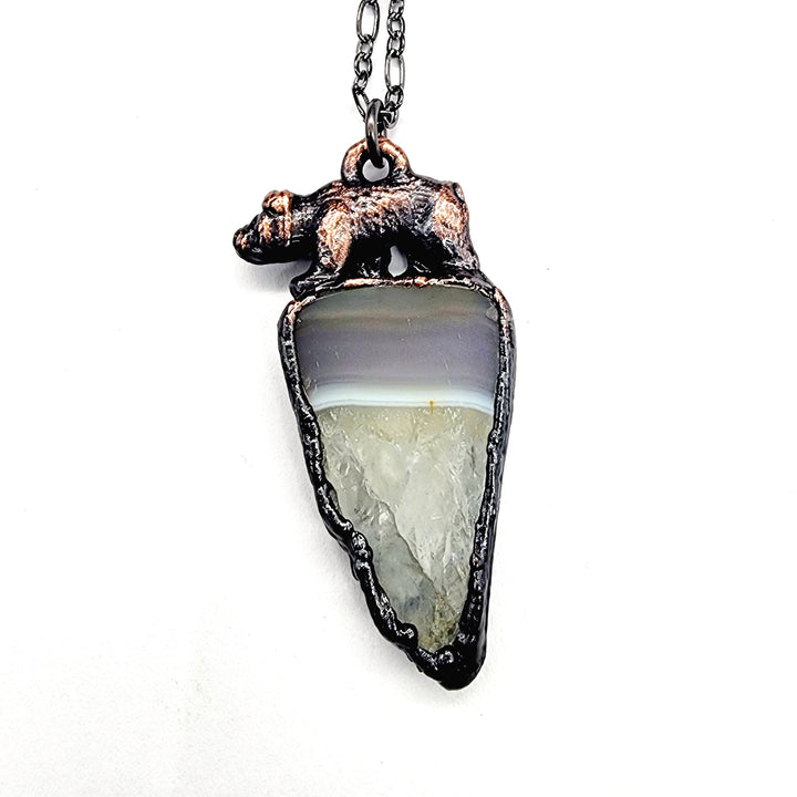 Crystaline Agate Bear Pendant