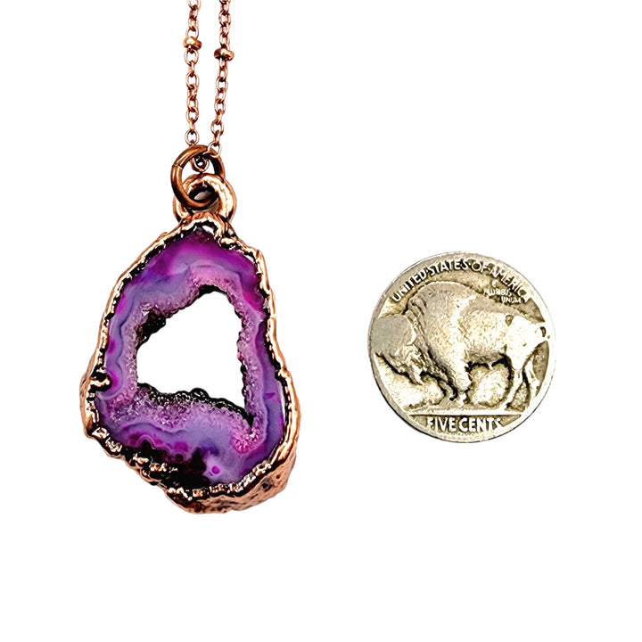 Pink Agate Geode Necklace