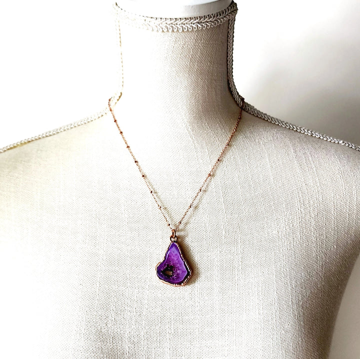 Pink Agate Geode Necklace