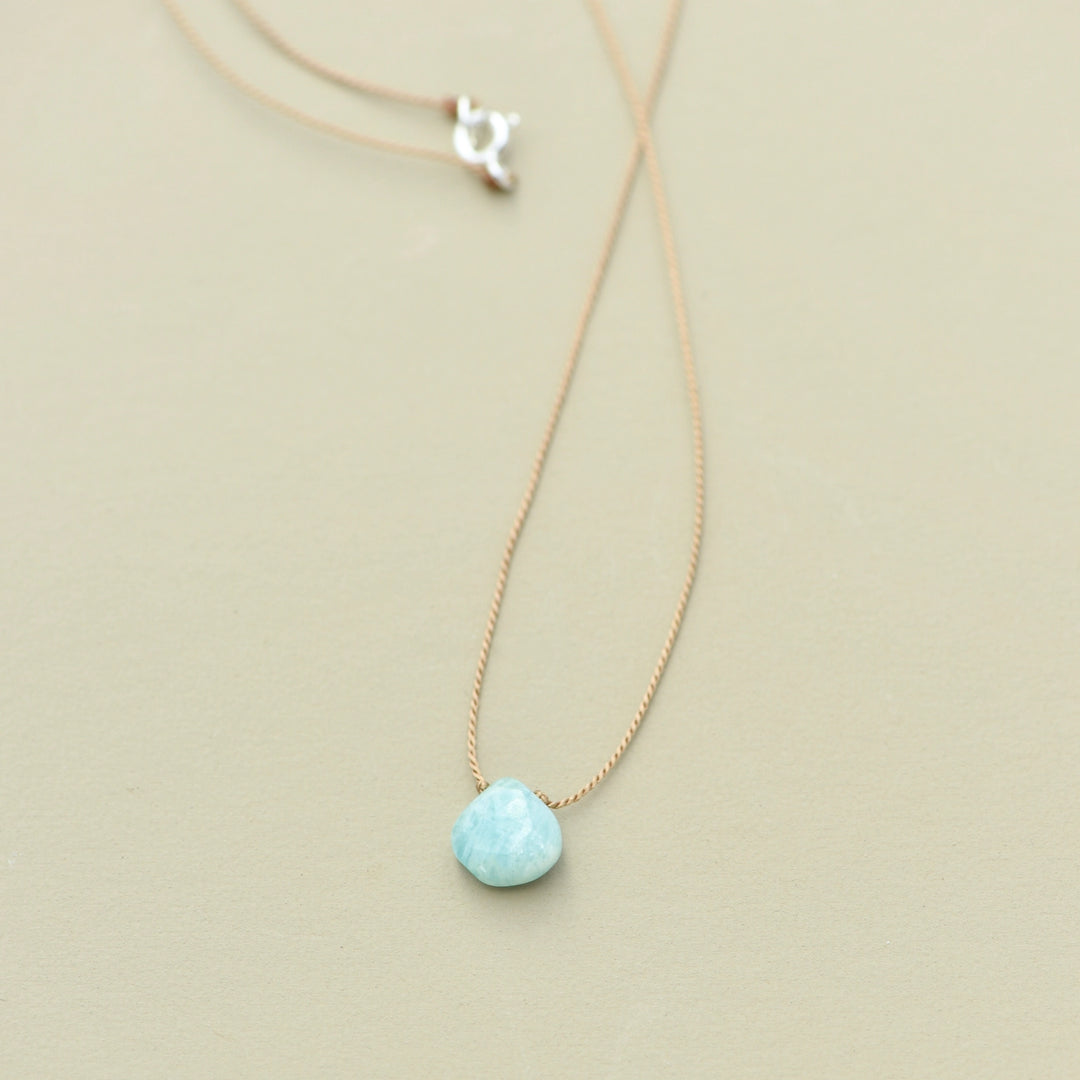 Teardrop Gemstone Necklace On Silk Cord