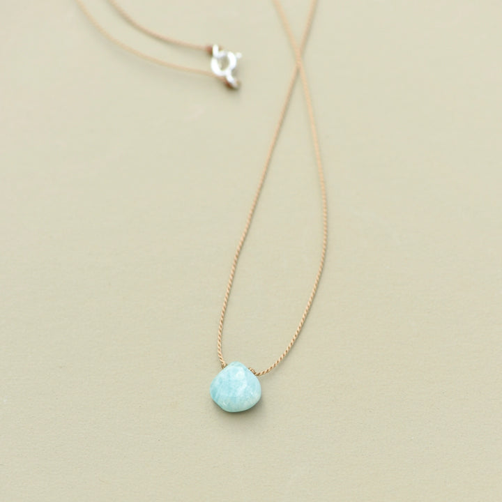 Teardrop Gemstone Necklace On Silk Cord