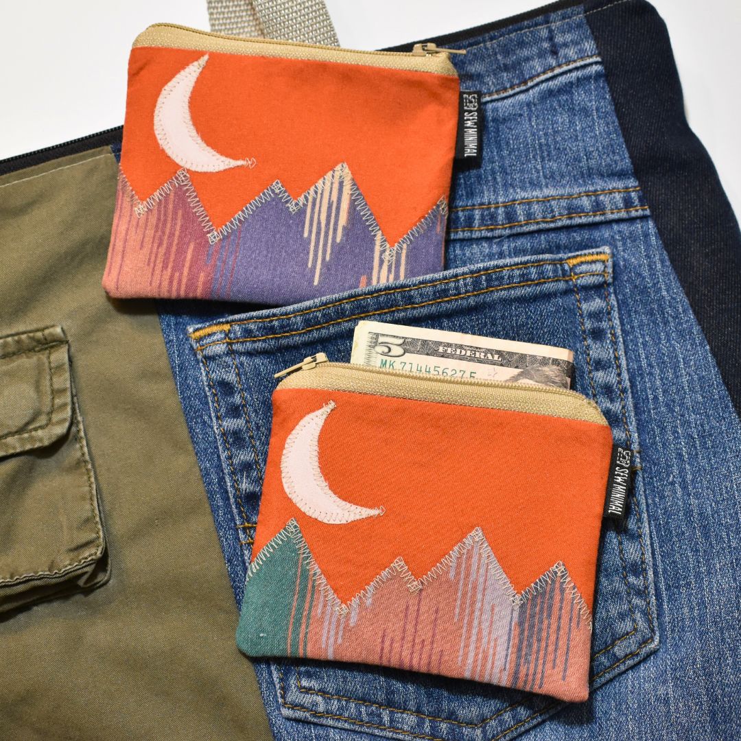 Upcycled Zipper Pouch- Mountain