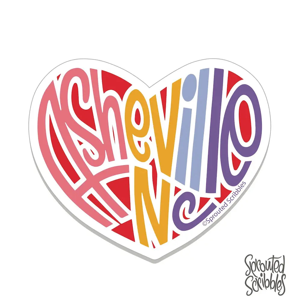 Asheville Rainbow Heart Sticker