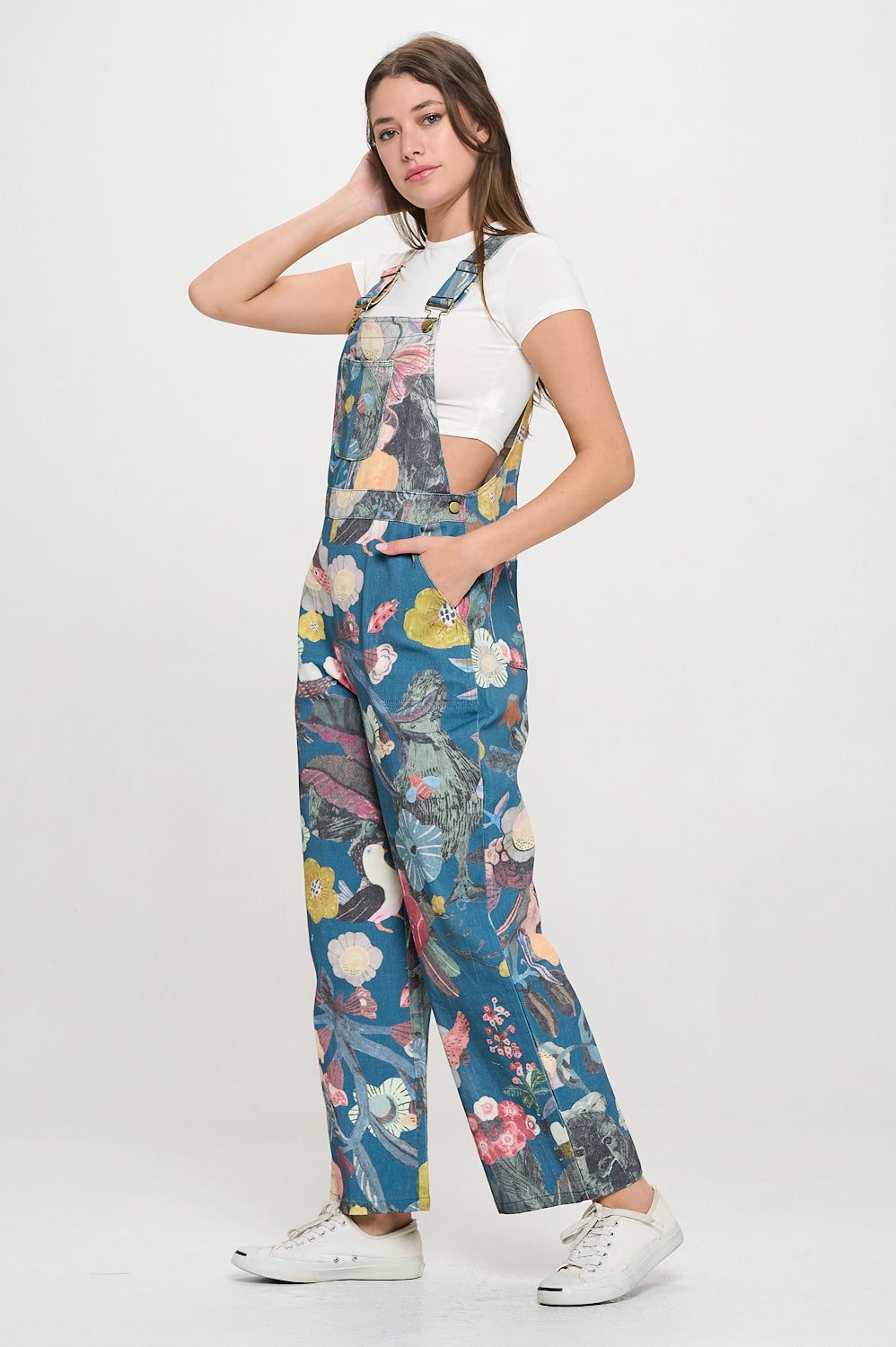 Blue + Botanical Print Overall