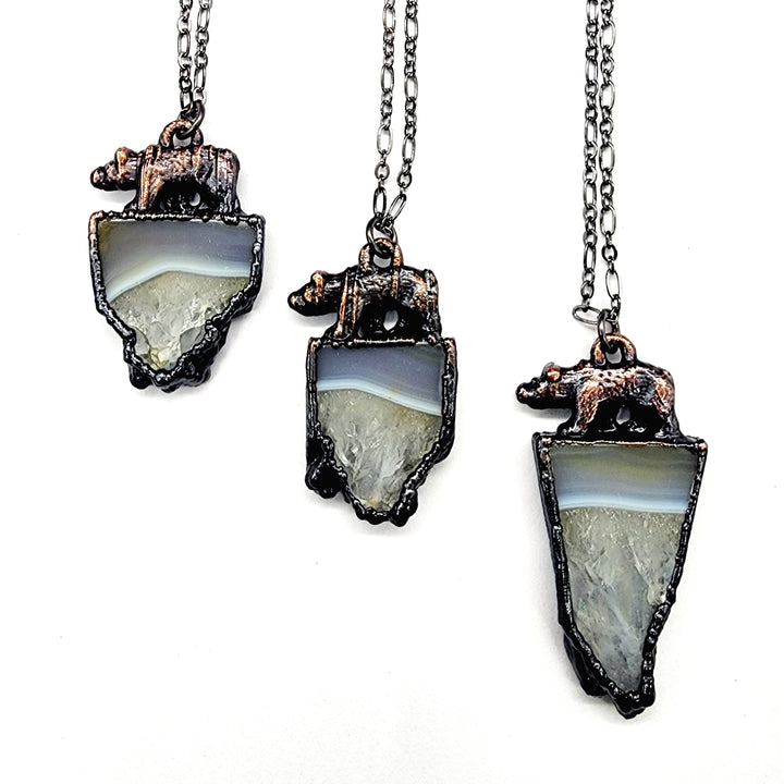 Crystaline Agate Bear Pendant