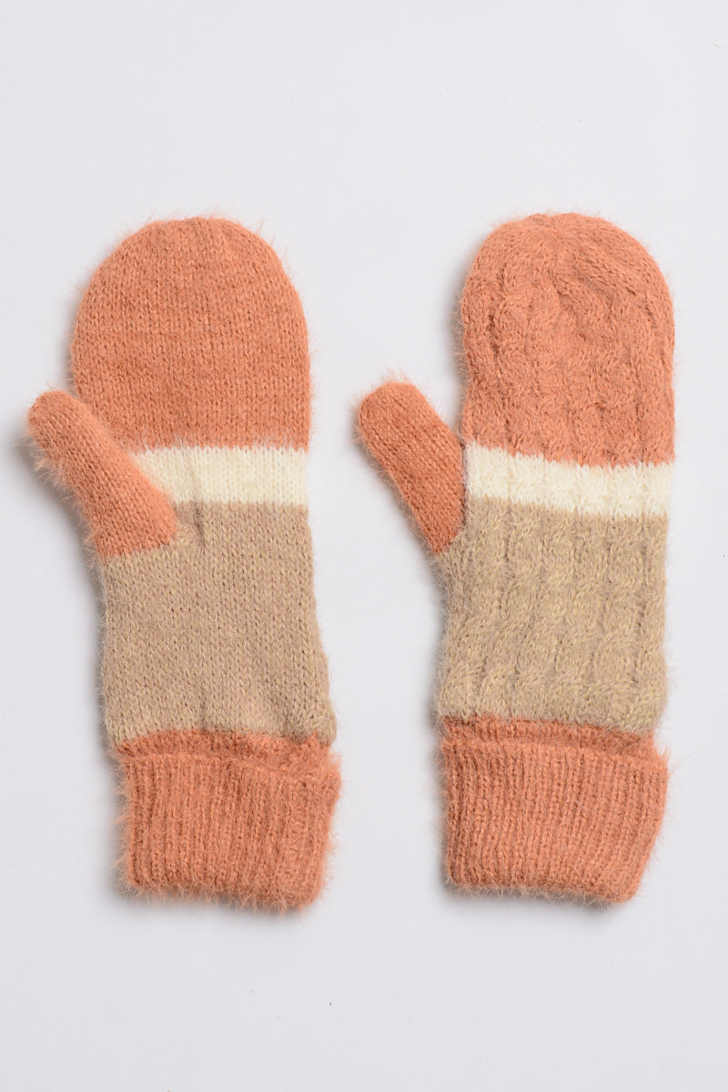 Wide Stripe Soft Mittens