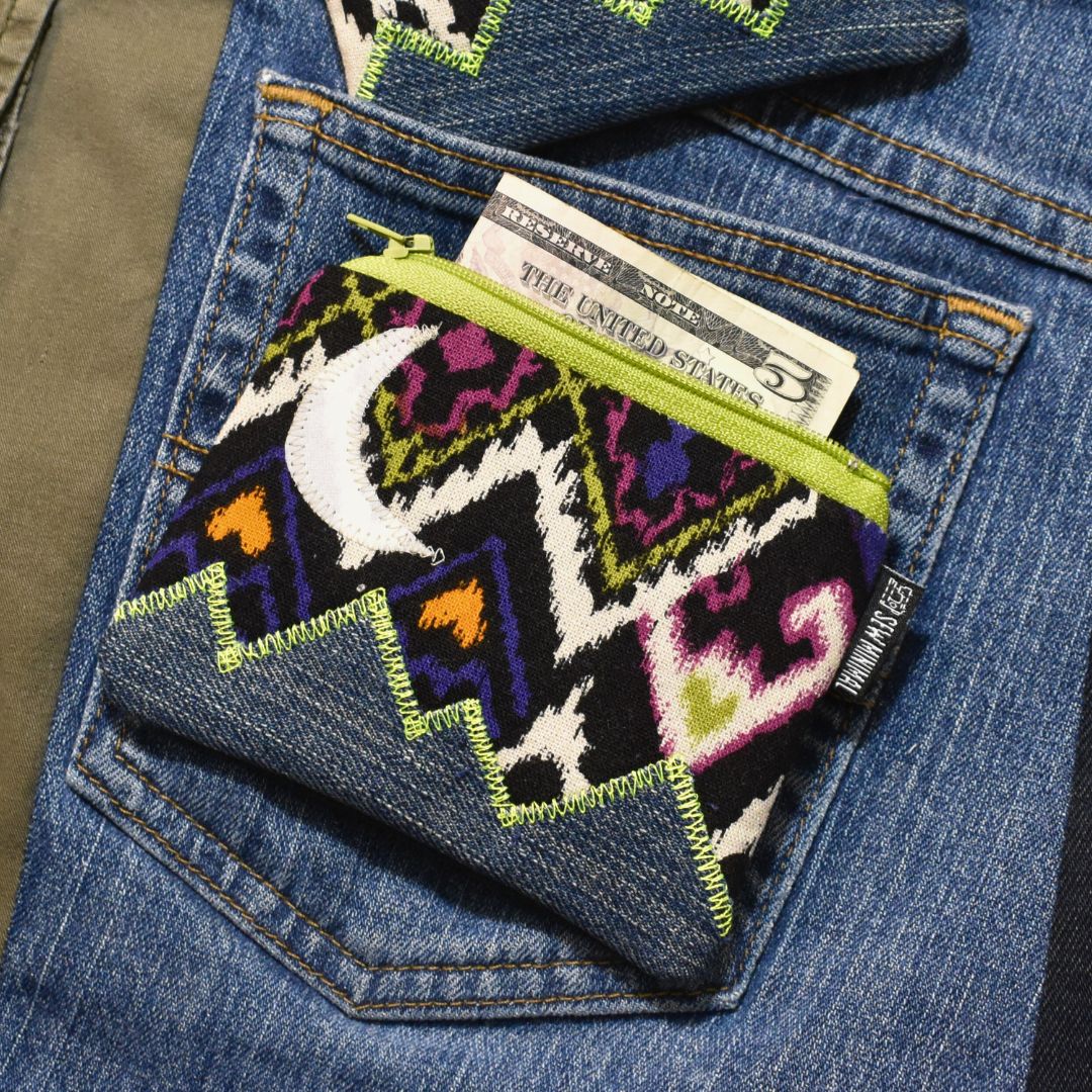 Upcycled Zipper Pouch- Mountain