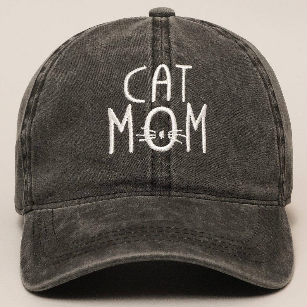 Cat Mom Embroidered Ball Cap – Charmed Boutique