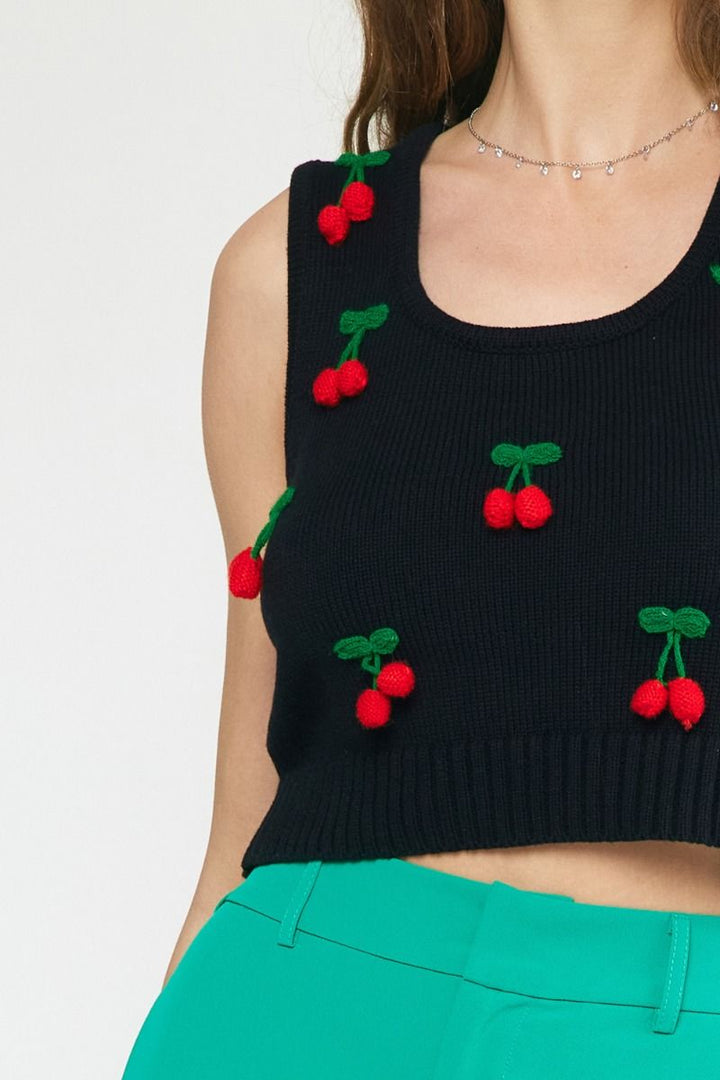 Knit 3D Cherry Top