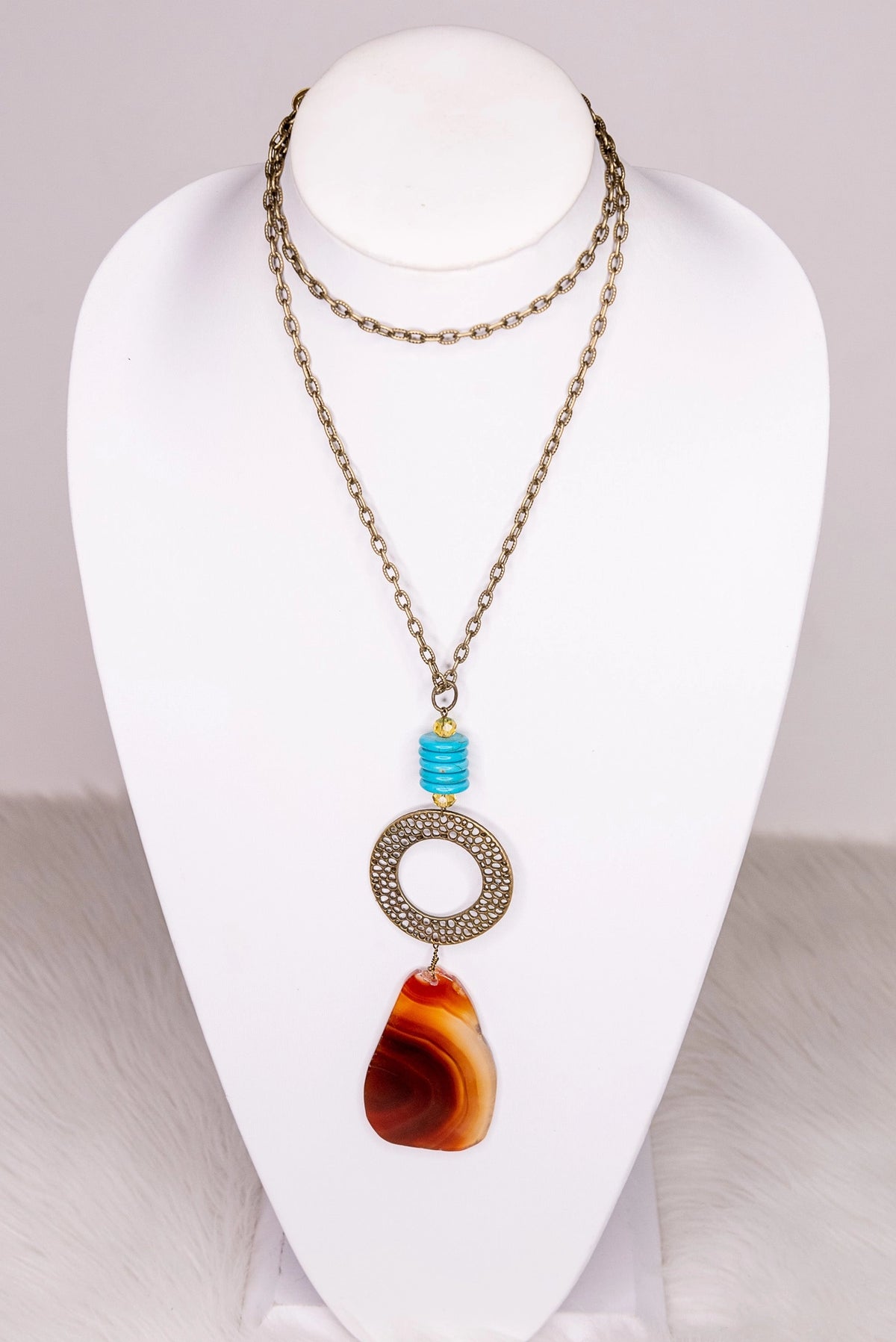 Agate Slice Boho Necklace
