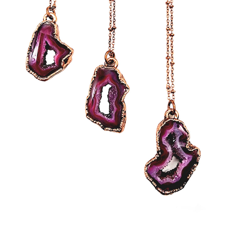 Pink Agate Geode Necklace