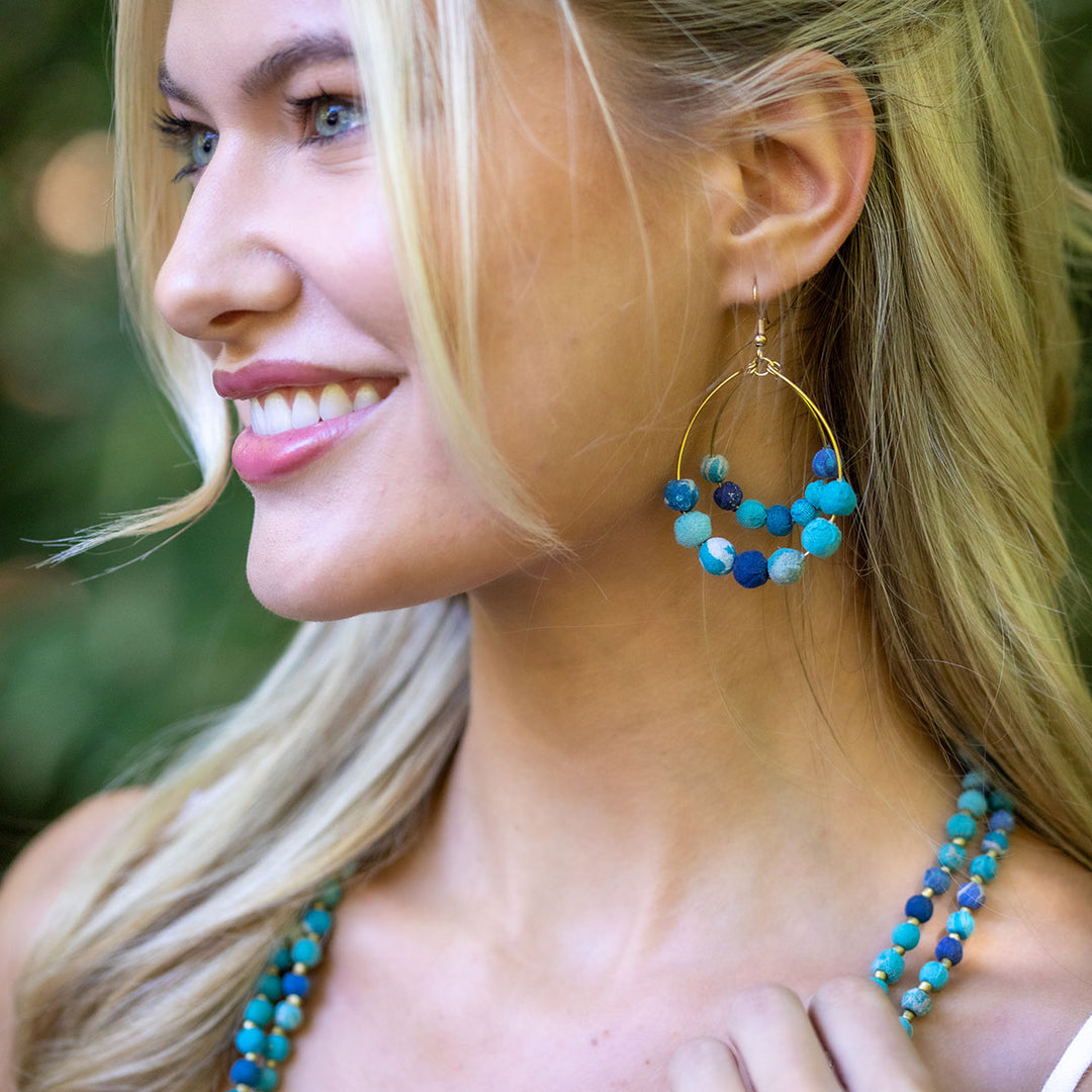 Aasha Aqua Teardrop Earrings