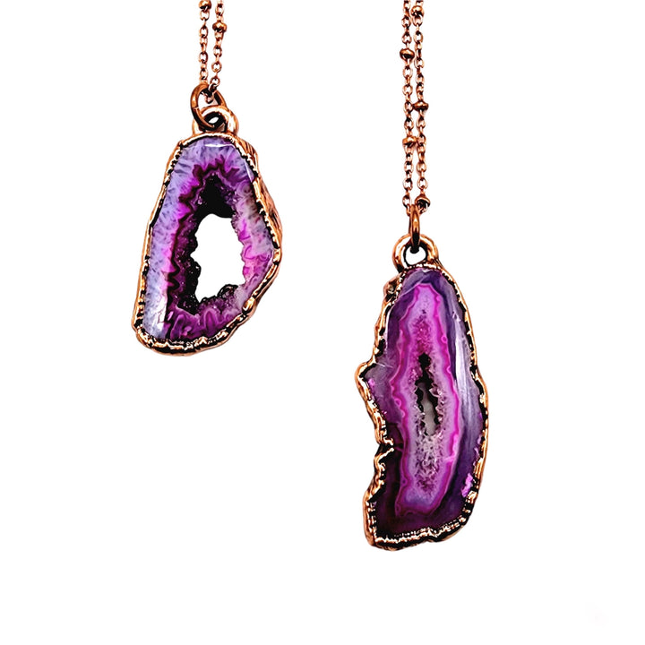 Pink Agate Geode Necklace