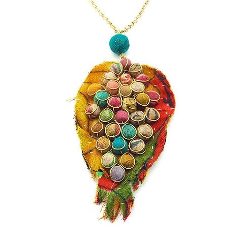 Aasha Bead Filled Leaf Pendant