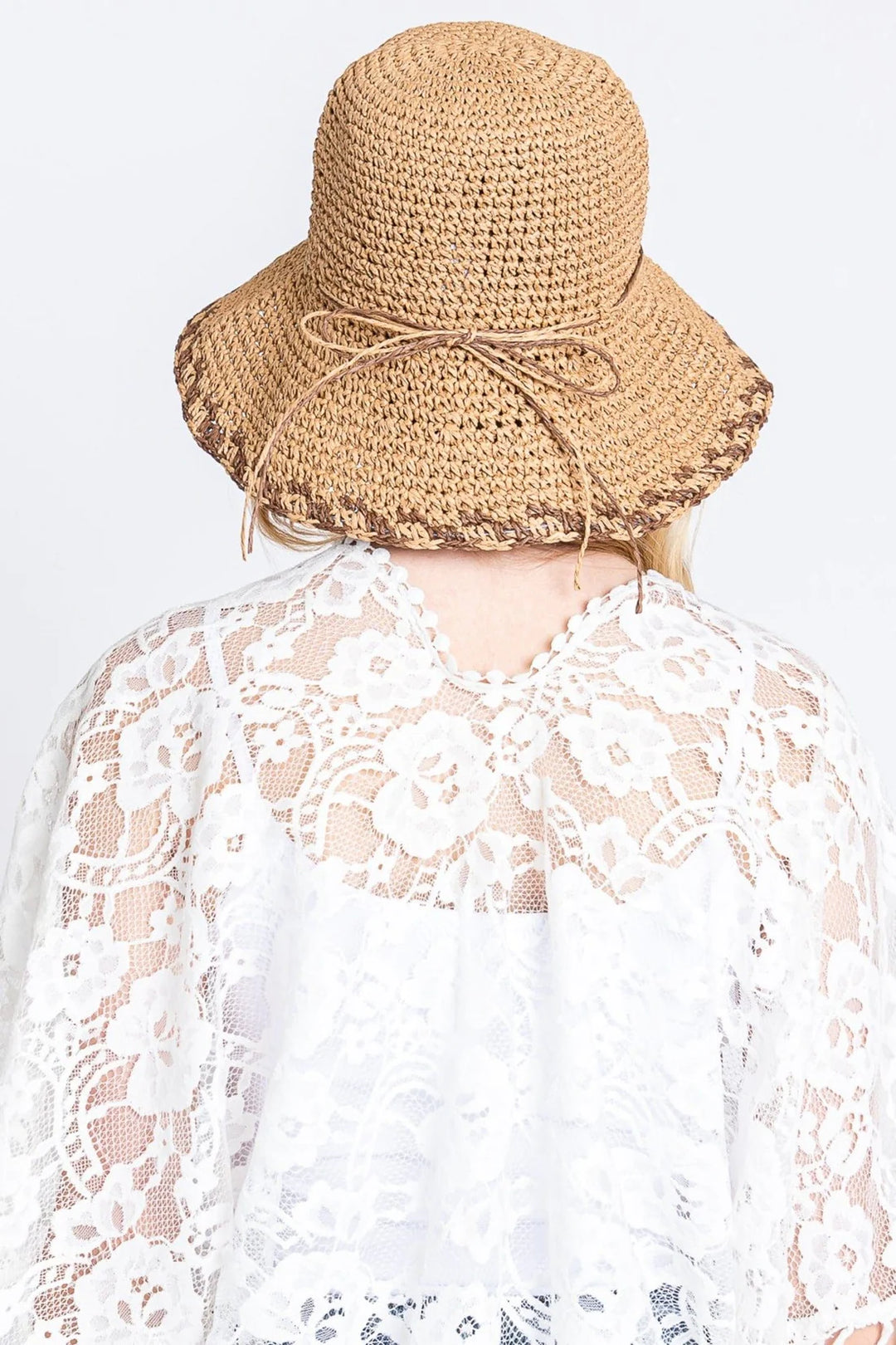 Two-Tone Straw Bucket Hat