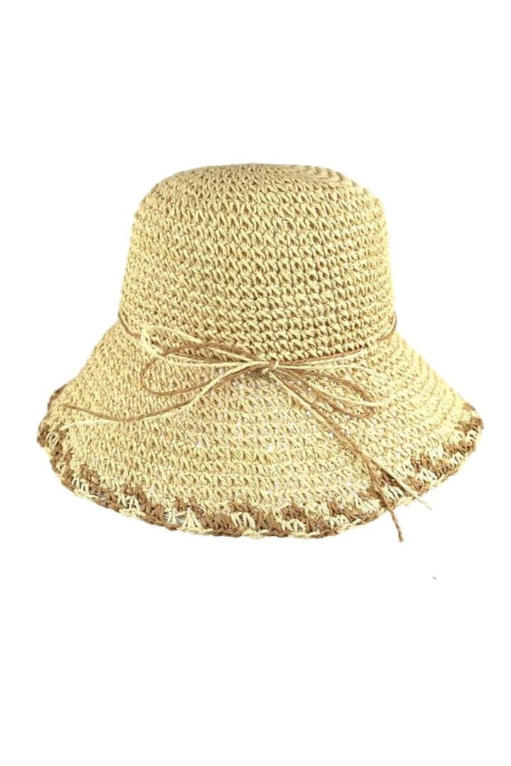 Two-Tone Straw Bucket Hat