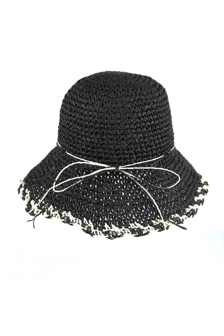 Two-Tone Straw Bucket Hat