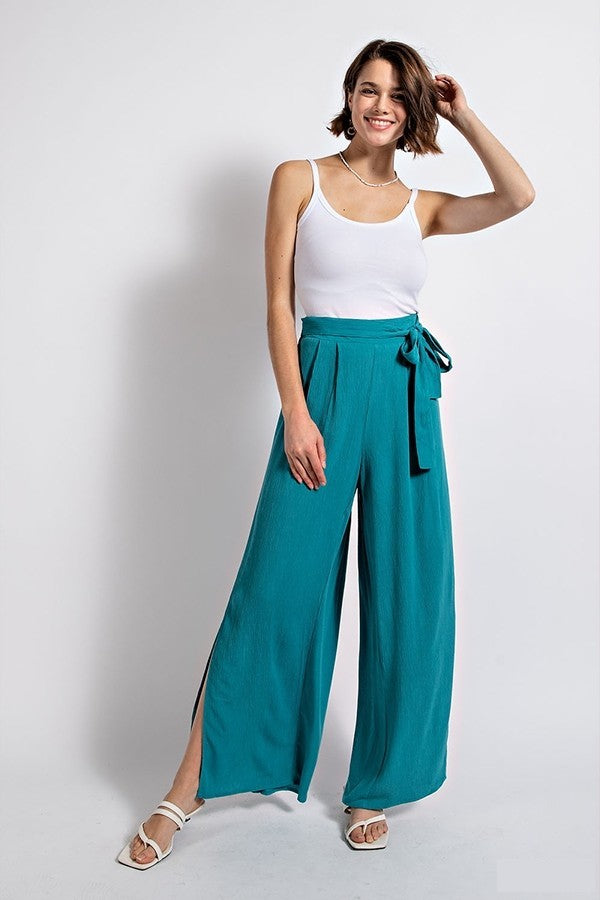 Flowy Pants With Side Slit – Charmed Boutique