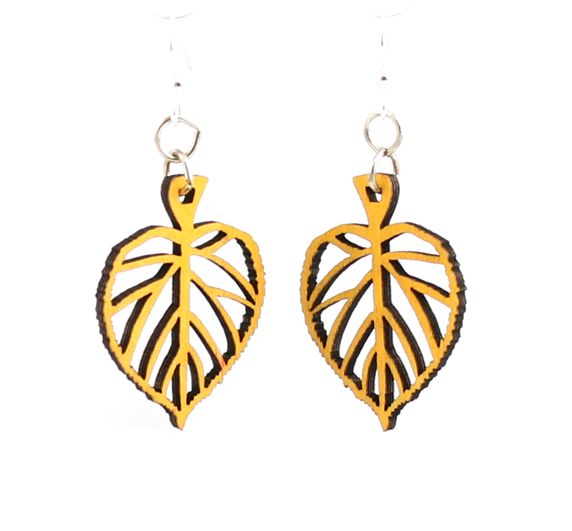Green Tree Wooden Earring - Tree Leaf Blossom