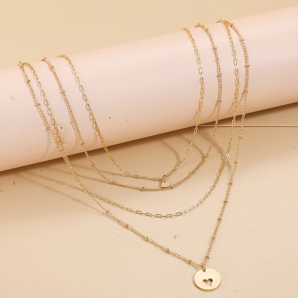 Layered Heart Cutout Necklace