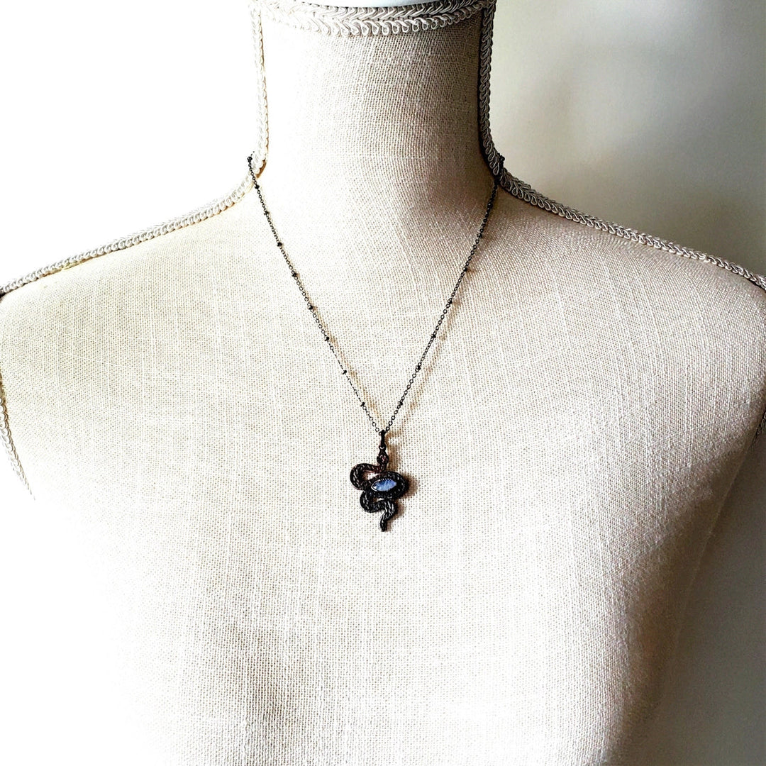 Rainbow Moonstone Earth Snake Necklace