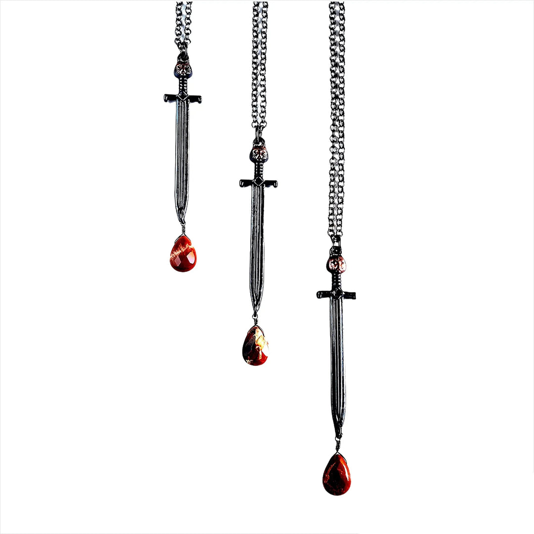 Double Edge Sword Necklace - Gunmetal
