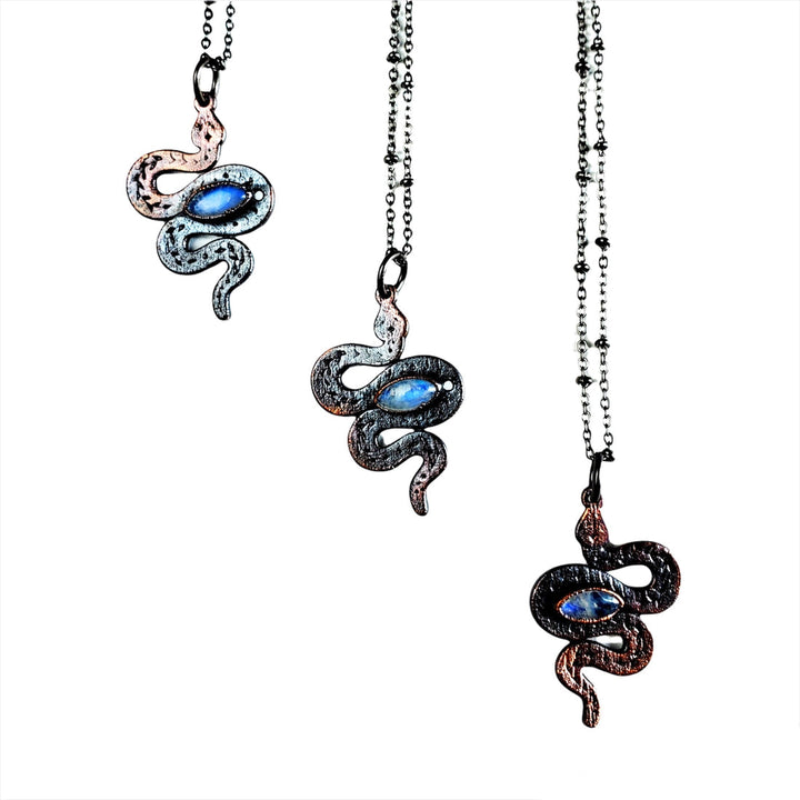 Rainbow Moonstone Earth Snake Necklace