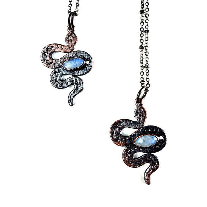 Rainbow Moonstone Earth Snake Necklace