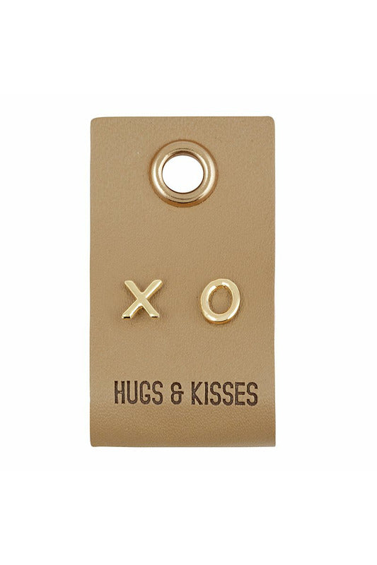 Leather Tag Gold Studs