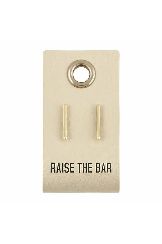 Leather Tag Gold Studs
