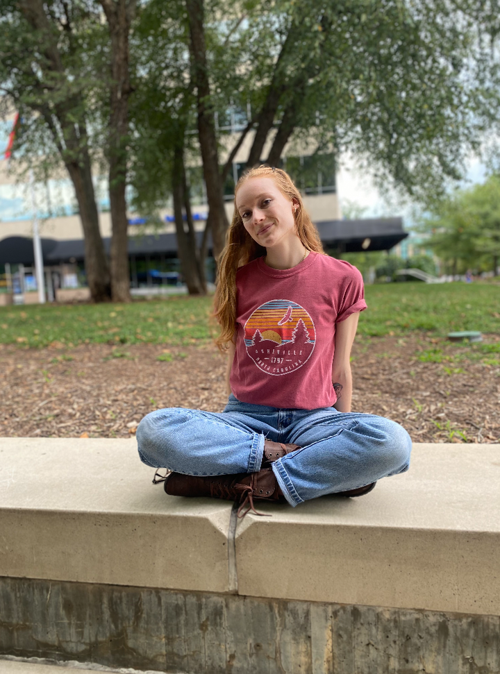 Sun Striped Asheville Short Sleeve Top - Crimson