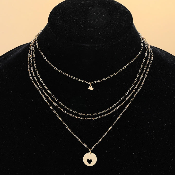 Layered Heart Cutout Necklace