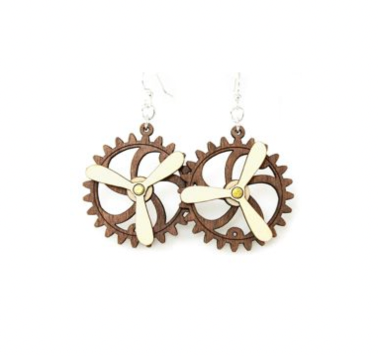 Kinetic Gear Earrings - Brown