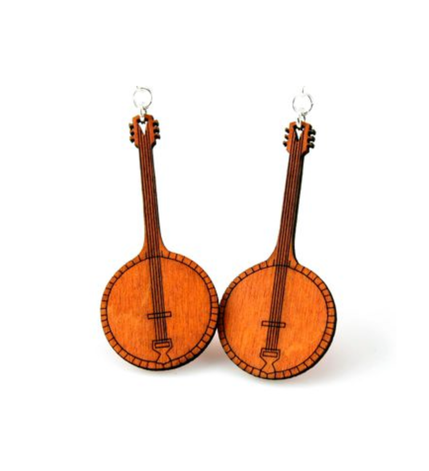 Green Tree Wooden Earring - Banjo