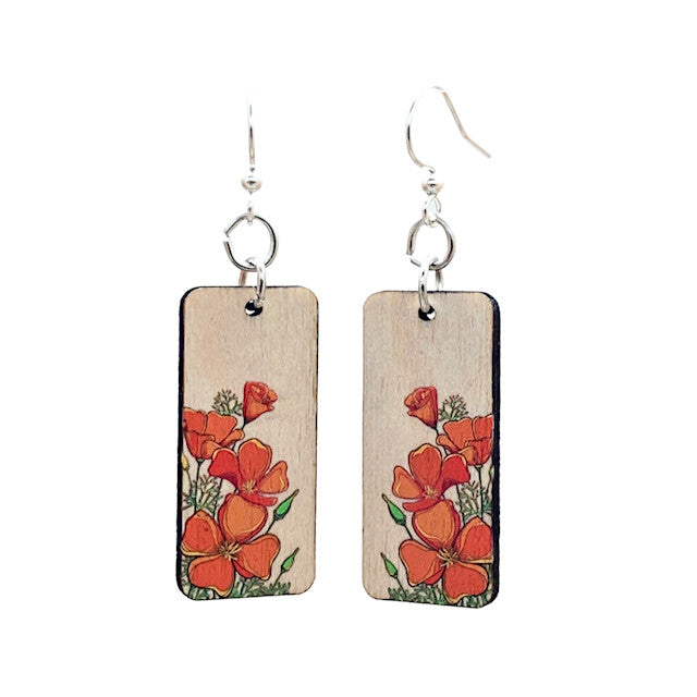Green Tree Wooden Jewelry - California Poppy