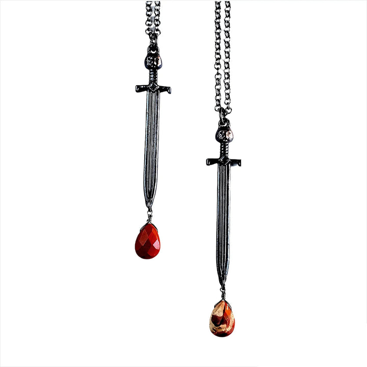 Double Edge Sword Necklace - Gunmetal