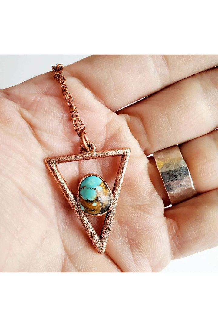 Merging Metals Turquoise Triangle Necklace