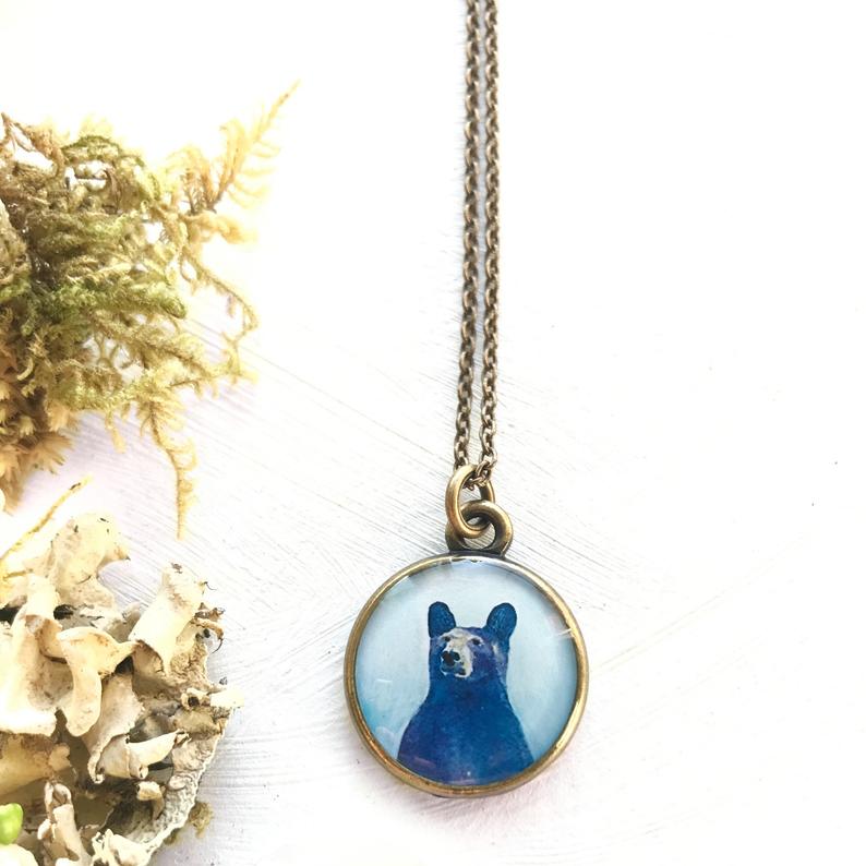 Seed & Sky Black Bear Necklace
