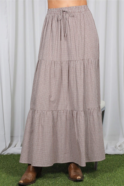 Cotton Gingham Maxi Skirt