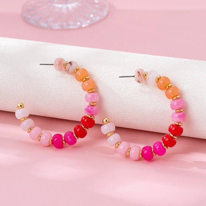Pink Ombre Bead Half Hoops
