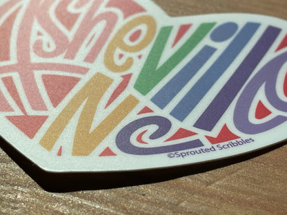 Asheville Rainbow Heart Sticker